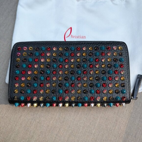 Christian Louboutin Rainbow Rock Stud Spiked Leather Wallet EUC - Picture 10 of 17